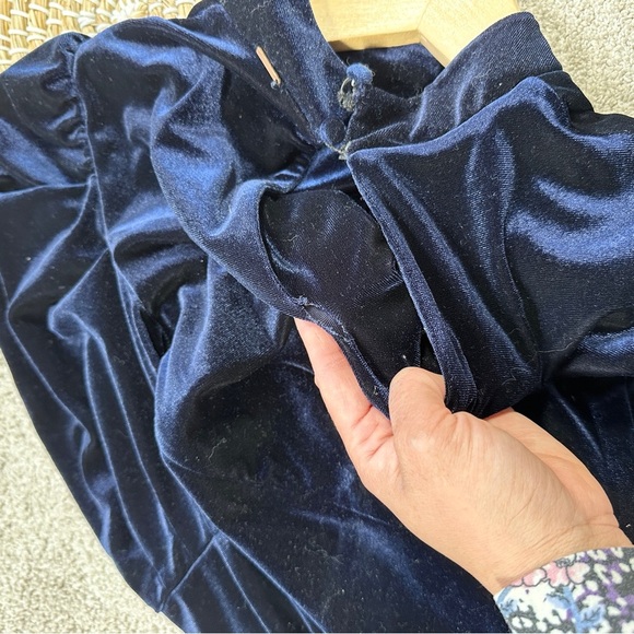 Misa Los Angles Dita Velvet Top Puffed Longsleeve Mock Neck Whimsigoth in Navy M - Picture 12 of 16
